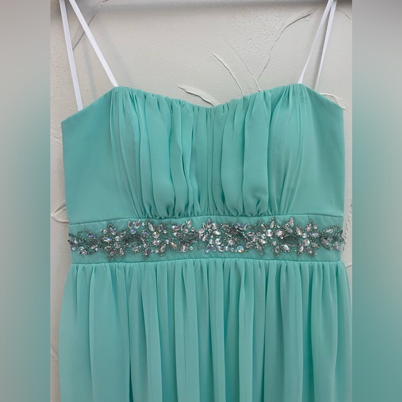 FIESTA Strapless Mint Green Mini Prom Dress with Rhinestone cummerbund SZ XL - Picture 2 of 12
